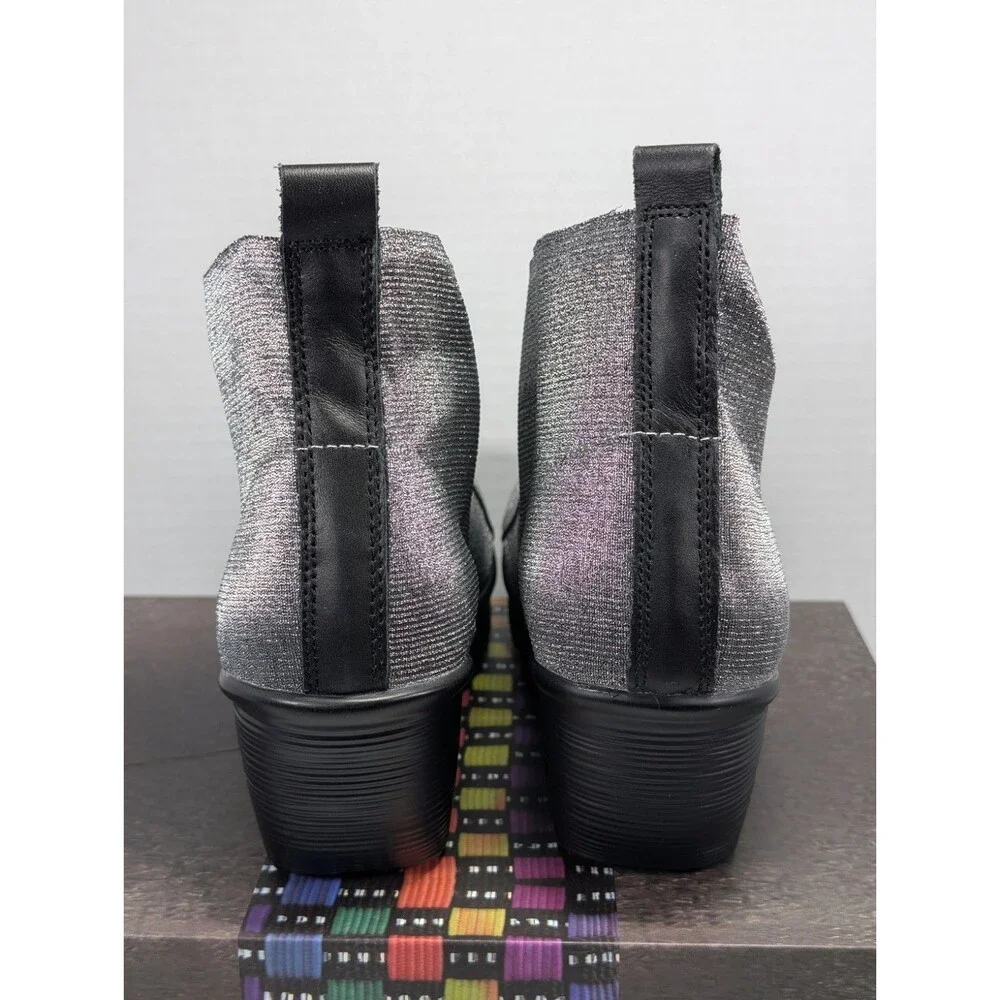 NIB Bernie Mev Maile Elastic Woven Wedge Bootie Womens Size 9 Pewter Silver - Picture 6 of 12